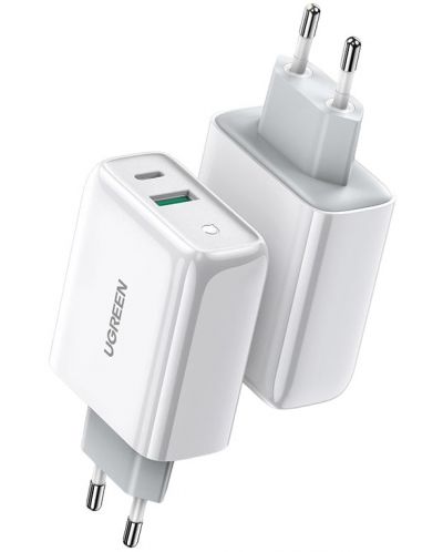 Зарядно устройство Ugreen - 404003, USB-A/C, 36W, бяло - 1