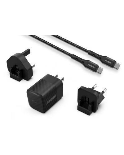 Зарядно устройство Energizer - Multi, USB-C, EU/UK/US, 20W, черно - 2