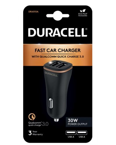 Зарядно за кола Duracell - DR6010A, USB-A, 30W, черно - 2