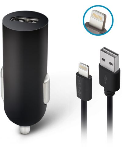 Зарядно за кола Forever - M-02, USB-A, кабел Lightning, черно - 1