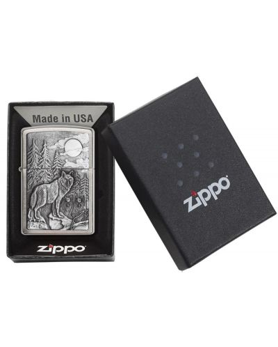Запалка Zippo - Brushed Brass, горски вълци - 3