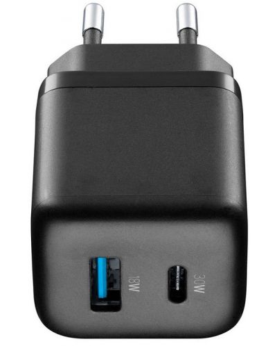 Зарядно устройство Cellularline - Multipower Micro, USB-A/C, 30W, черно - 2