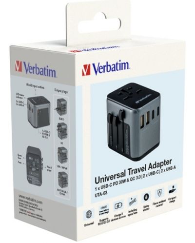 Зарядно устройство Verbatim - UTA-03 Universal Travel Adapter, сиво - 9