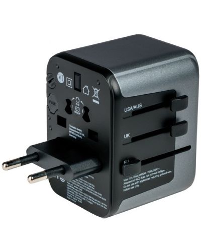 Зарядно устройство Verbatim - UTA-03 Universal Travel Adapter, сиво - 5