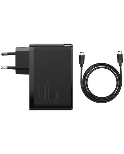 Зарядно устройство Baseus - CCGAN2P-L01, USB-A/C, 100W, черно - 2