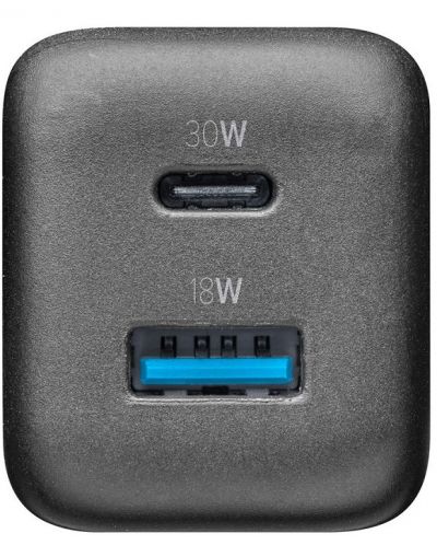 Зарядно устройство Cellularline - Multipower Micro, USB-A/C, 30W, черно - 3