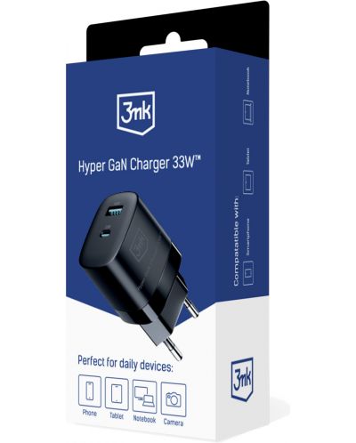 Зарядно устройство 3mk - Hyper GaN Charger, 33W, черно - 3