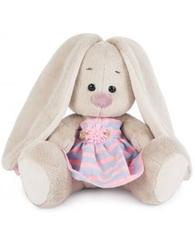 Плюшена играчка Budi Basa - Зайка Ми, бебе, с раирана рокля, 15 cm - 1