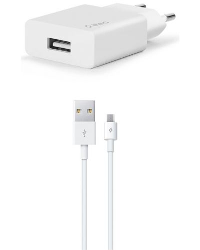 Зарядно устройство ttec - SmartCharger, USB-A, кабел Micro USB, бяло - 1
