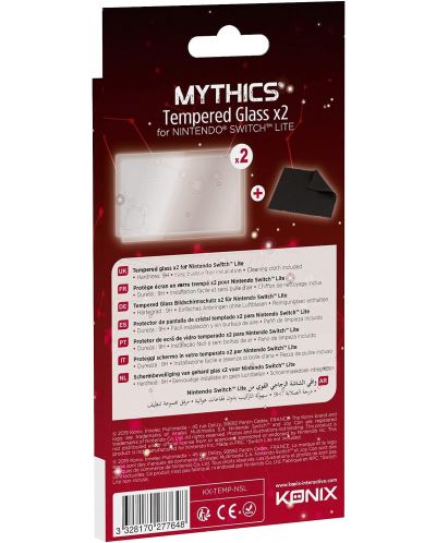 Защитно стъкло Konix - Mythics 9H Tempered Glass Protector, 2 бр. (Nintendo Switch Lite) - 2