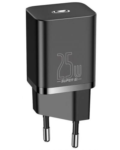 Зарядно устройство Baseus - Super Si QC, USB-C, кабел USB-C, 25W, черно - 2