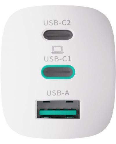 Зарядно устройство Next One - 3-Port GaN, USB-A/C, 65W, бяло - 6