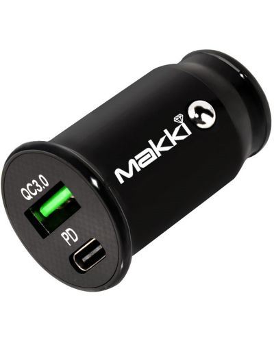 Зарядно за кола Makki - Fast Charger, USB-A/C, 20W, черно - 1
