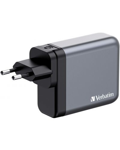 Зарядно устройство Verbatim - GNC-140 GaN 4 Port, USB-A/C, 140W, сиво - 3