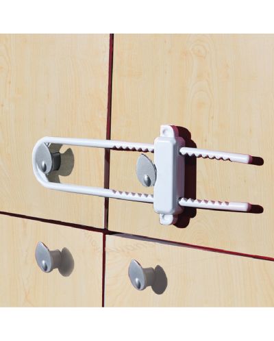 Защитна ключалка за шкафове BabyJem - Бяла - 2