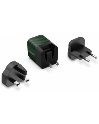 Зарядно устройство Energizer - A20MUGR, USB-C, EU/UK/US, 20W, зелено - 2