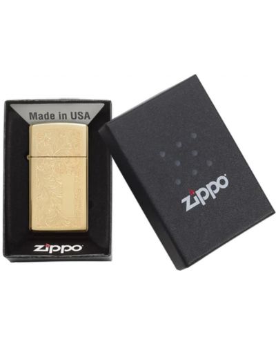 Запалка Zippo - Slim, полиран месинг - 3
