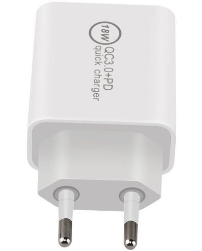 Зарядно устройство Makki - PQ18W-WH FC, USB-A/C, 18W, бяло - 5