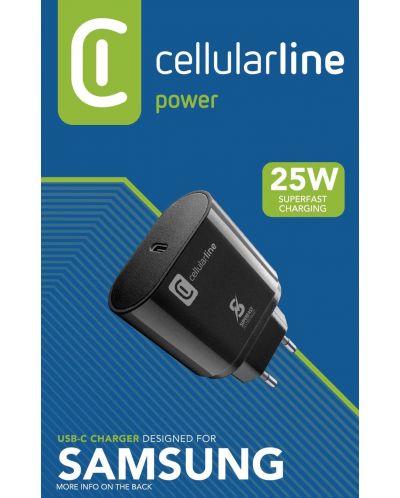 Зарядно устройство Cellularline - Super Fast PD, USB-C, 25W, черно - 4