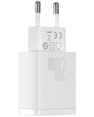 Зарядно устройство Baseus - Compact QC, USB-A/C, 20W, бяло - 4