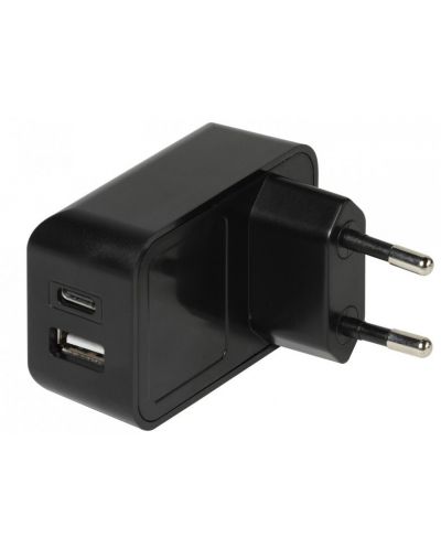 Зарядно устройство Vivanco - 37548, USB-A/C, 20W, черно - 1