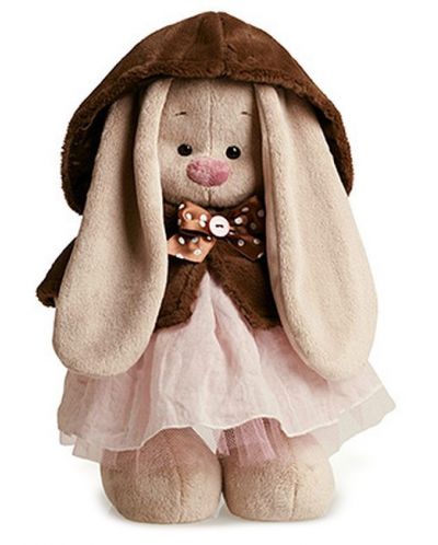 Плюшена играчка Budi Basa - Зайка Ми, с розова рокля и кафяво палто, 25 cm