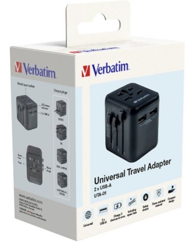 Зарядно устройство Verbatim - UTA-01 Universal Travel Adapter, черно - 9