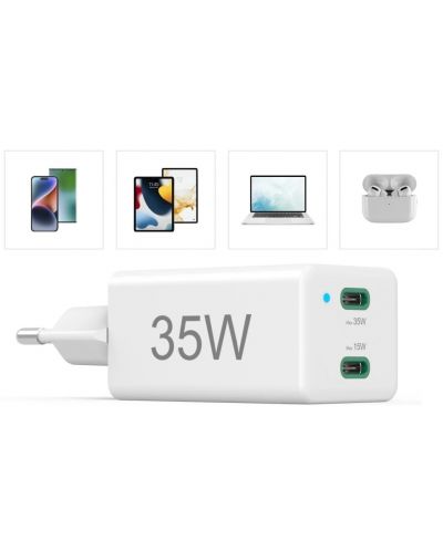 Зарядно устройство Hama - 201694, PD/Qualcomm, USB-C, 35W, бяло - 3