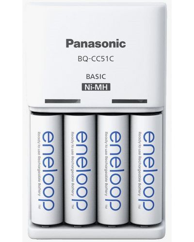 Зарядно и батерии Panasonic - Eneloop Basic, R6/AA 2000 mAh, 4 броя - 3