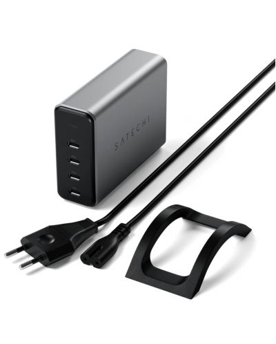 Зарядно устройство Satechi - GaN Charger, USB-C, 165W, сиво - 1