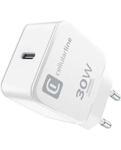 Зарядно устройство Cellularline - The One PD, USB-C, 30W, бяло - 1