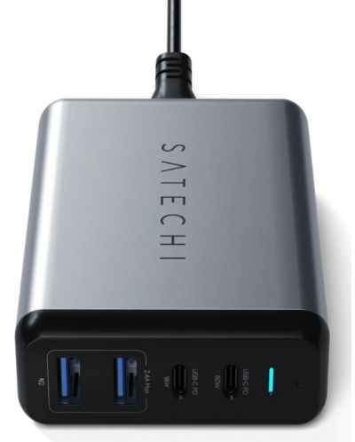 Зарядно устройство Satechi - Dual Travel Charger, USB-A/C, 75W, сиво - 3