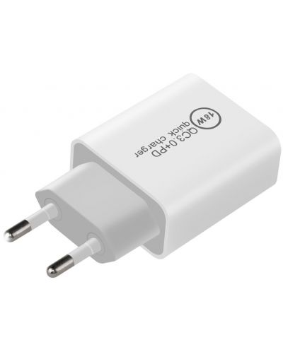 Зарядно устройство Makki - PQ18W-WH FC, USB-A/C, 18W, бяло - 3