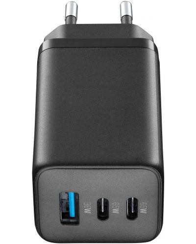 Зарядно устройство Cellularline - Multipower GaN, USB-A/C, 65W, черно - 4