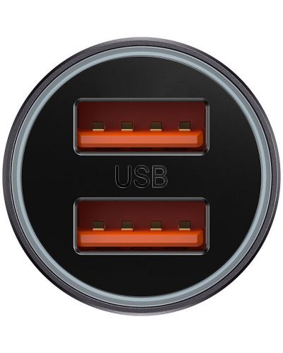 Зарядно за кола Baseus - Max Dual Fast Charger, USB-A, 60W, тъмносиво - 4