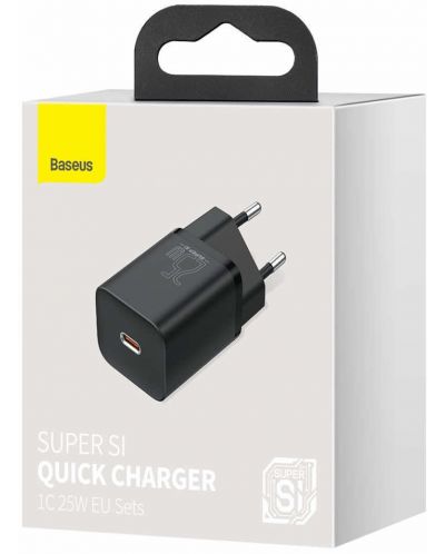 Зарядно устройство Baseus - Super Si QC, USB-C, 25W, черно - 2