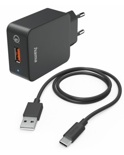 Зарядно устройство Hama - 201625, USB-A, 19.5 W, черно - 1