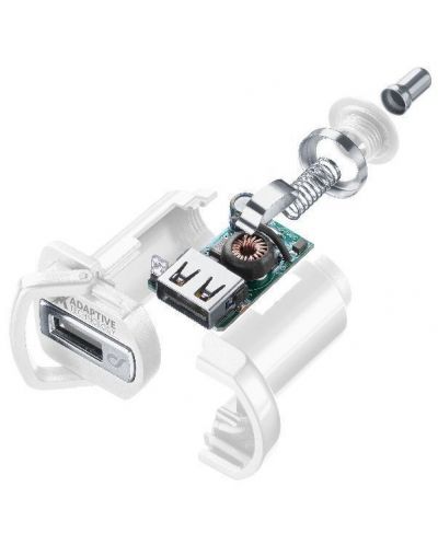 Зарядно за кола Cellularline - 4681, USB-A, кабел USB-C, 15W, бяло - 3