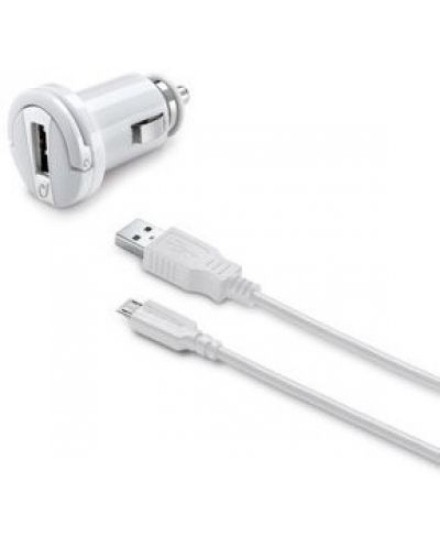 Зарядно за кола Cellularline - 3044, кабел Micro USB, бяло - 1