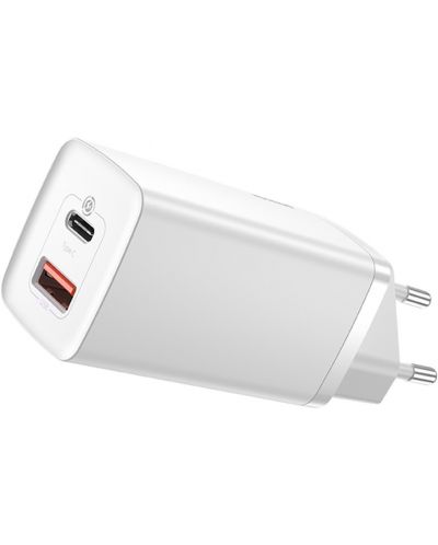 Зарядно устройство Baseus - GaN2 Lite QC, USB-A/C, 65W, бяло - 1