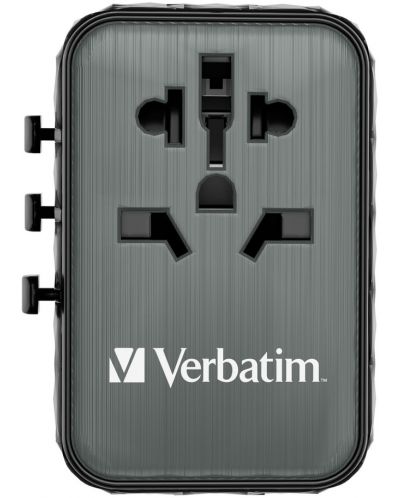 Зарядно устройство Verbatim - UTA-05 GaN III Universal Travel Adapter, черно - 1