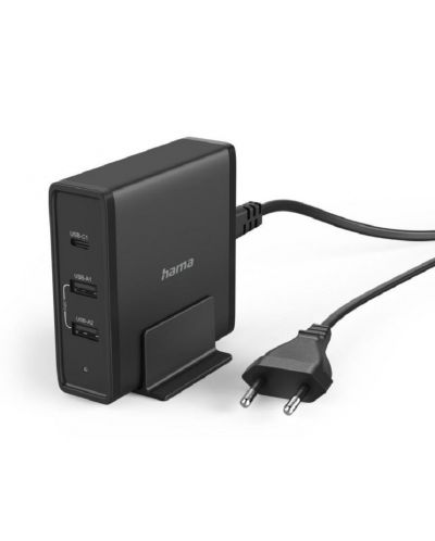 Зарядно устройство Hama - 200017, USB-A/C, 65W, черно - 2