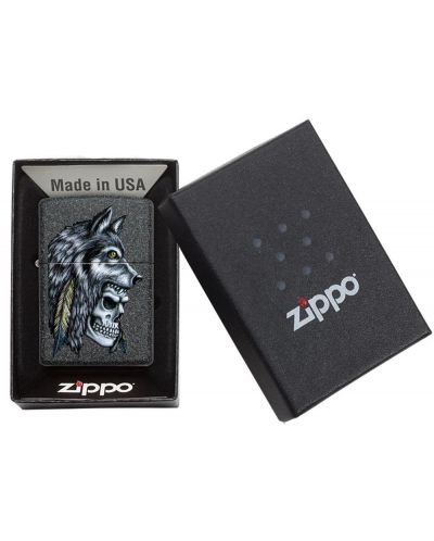 Запалка Zippo - Iron Stone, череп и вълк - 5