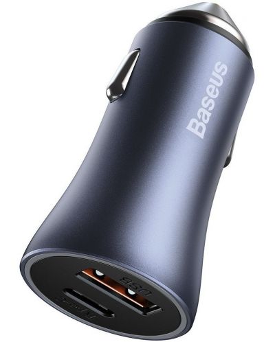 Зарядно за кола Baseus - Golden Contactor Pro, USB-A/C, Lightning, сиво - 4