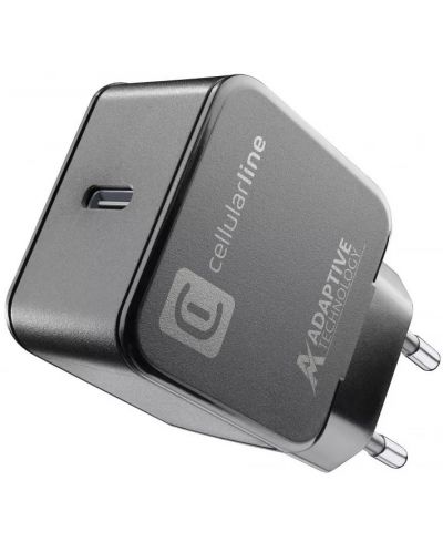 Зарядно устройство Cellularline - 9125, USB-C, 15W, черно - 1