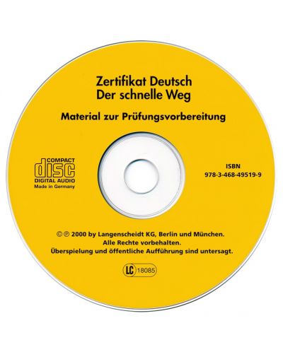 Zertifikat Deutsch Der schnelle Weg: Немски език - ниво В1 (CD към помагалото за изпита) - 2
