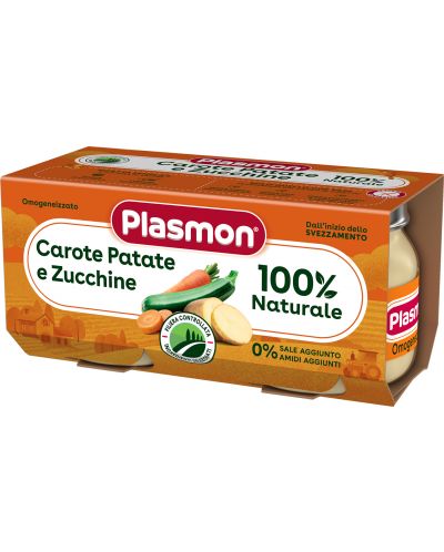 Зеленчуково пюре Plasmon - Моркови с картофи и тиквички, 2 х 80 g - 1