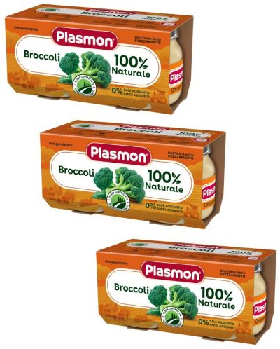 Зеленчуково пюре Plasmon - Броколи, 6+ м, 6 броя х 80 g - 1