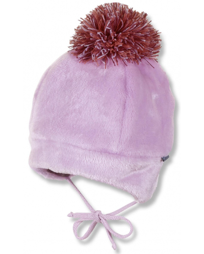 Зимна бебешка шапка с пискюл Sterntaler - 41 cm, 4-5 месеца, розова - 1