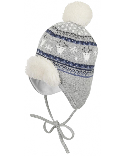 Зимна бебешка шапка с помпон Sterntaler - 47 cm, 9-12 месеца - 1